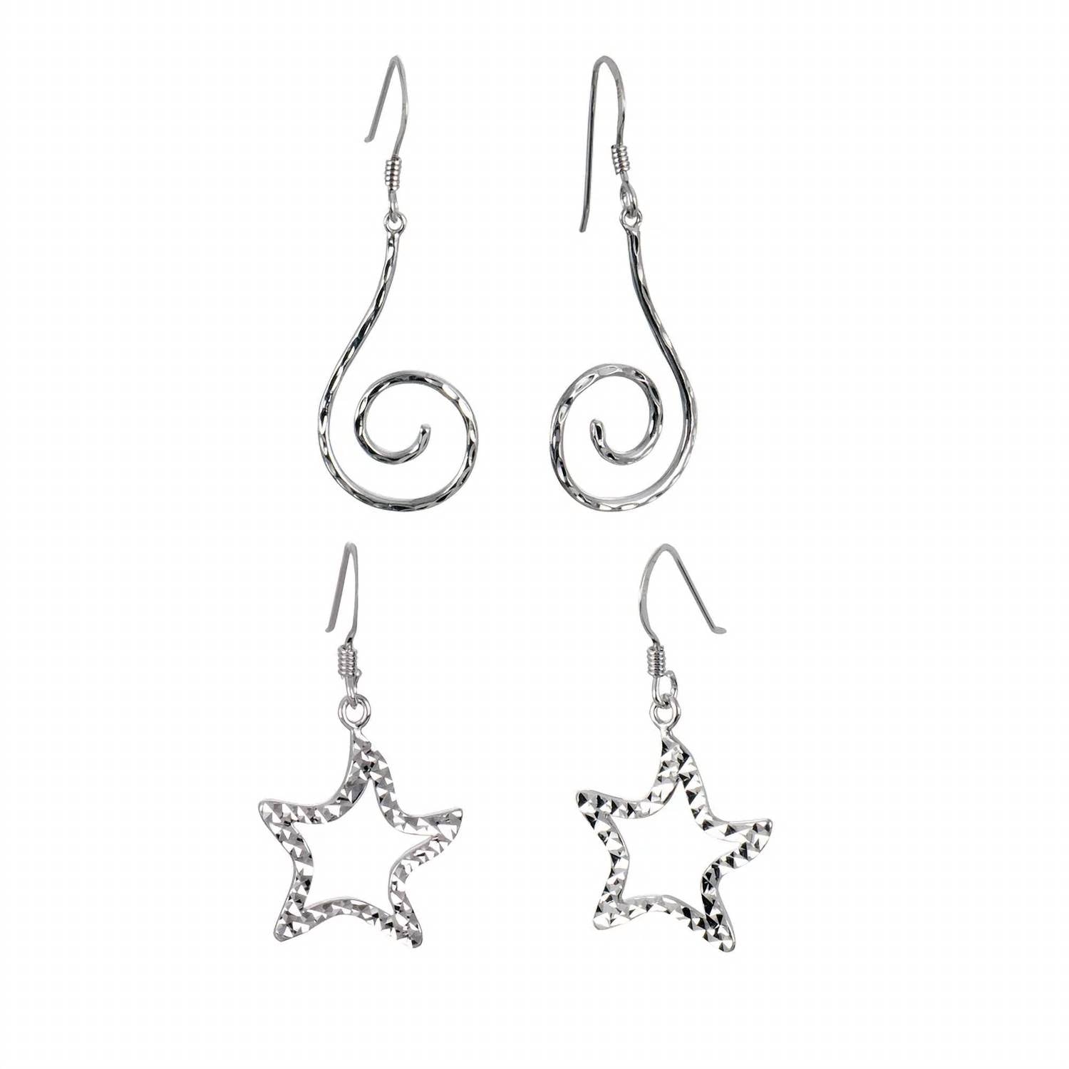 Gold & Honey - Women's Star And Swirl Drop Earrings Set
