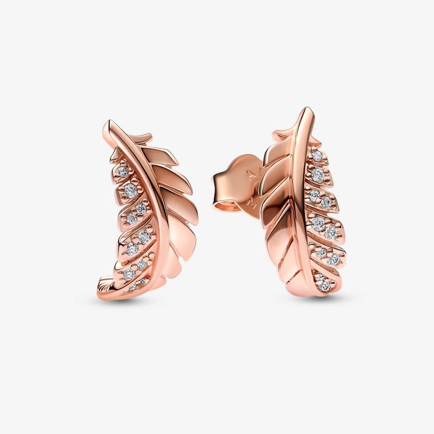 Pandora - Floating Curved Feather Stud Earrings