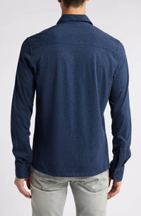 Robert Barakett - Leaf Print Knit Button-up Shirt