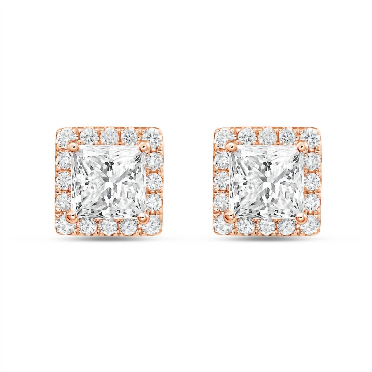 Diana M Jewels - Women's Princess Lab-Grown Diamond Stud Earrings (5.00 Ct) - Statement