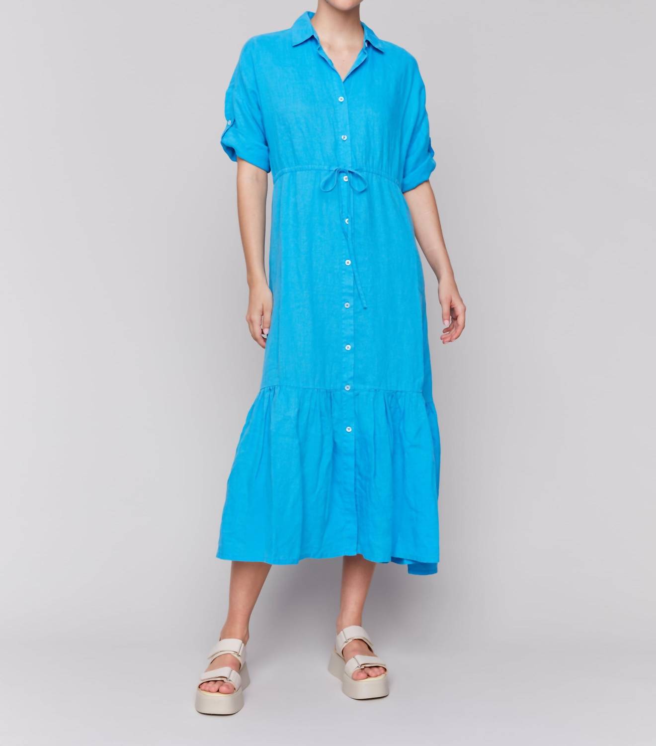 Charlie B - Short Sleeves Long Dress