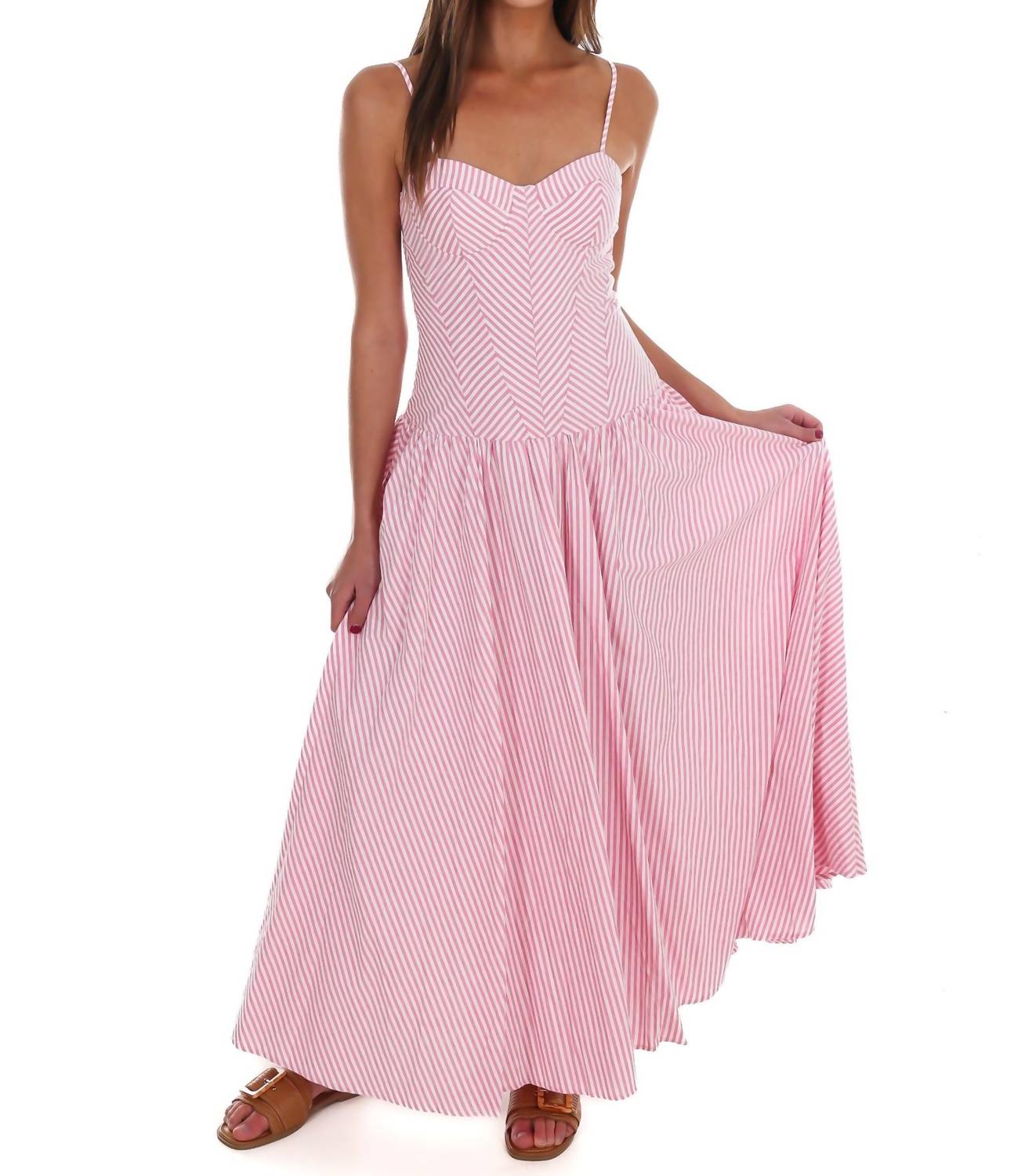 TCEC Oceanview Striped Maxi Dress in pink - women's dress - view 6