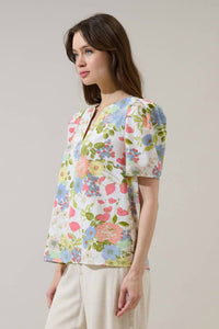 Sugarlips - Esther Floral Puff Sleeve Top