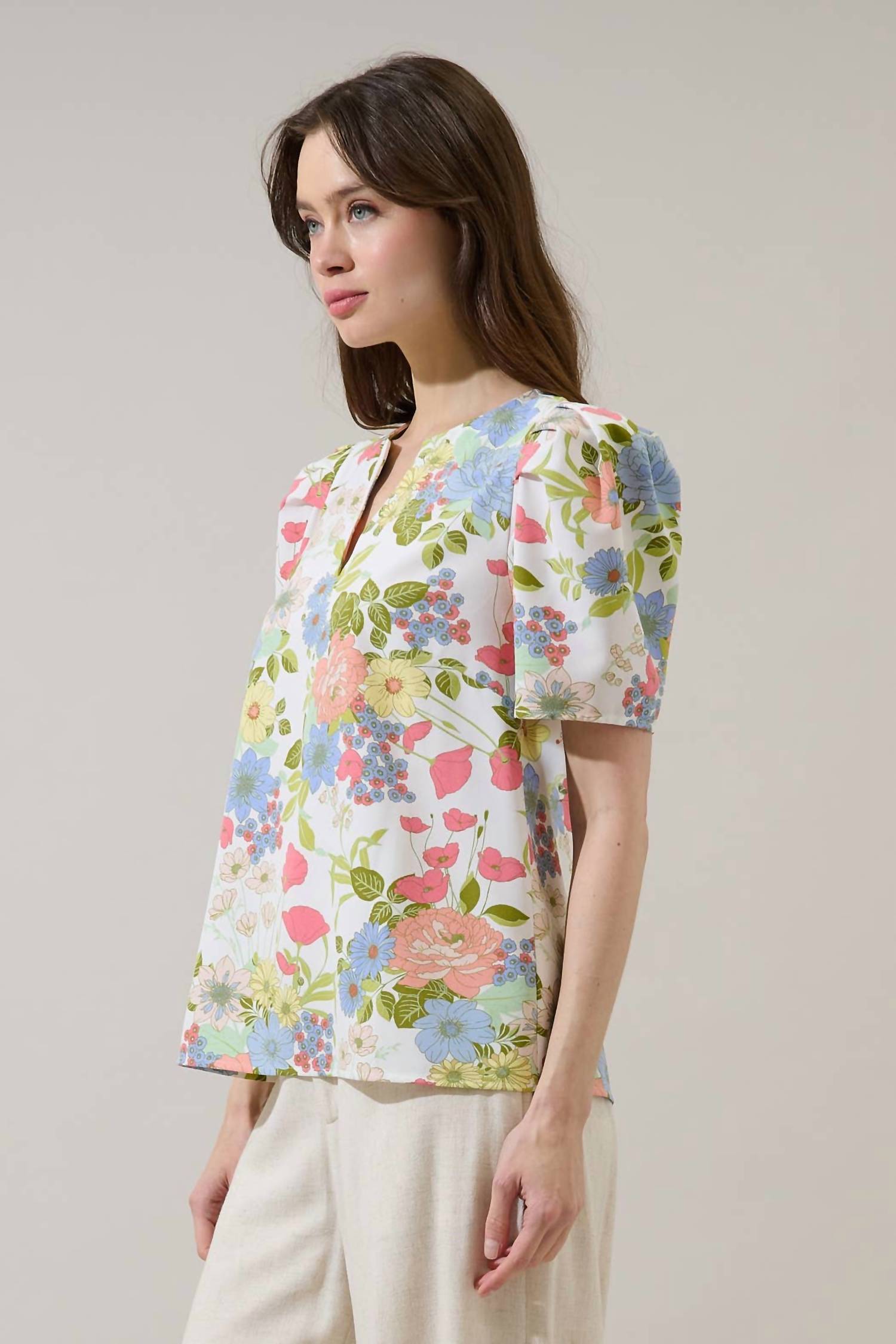 Sugarlips - Esther Floral Puff Sleeve Top
