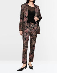 Marc Cain Sydney slim trousers with floral pattern in black and blush - women's pants