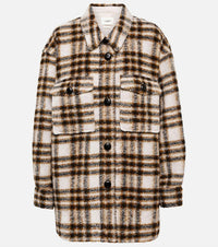 ISABEL MARANT Pre-loved Harveli Check Shirt Jacket in beige - women's jacket - alternate view