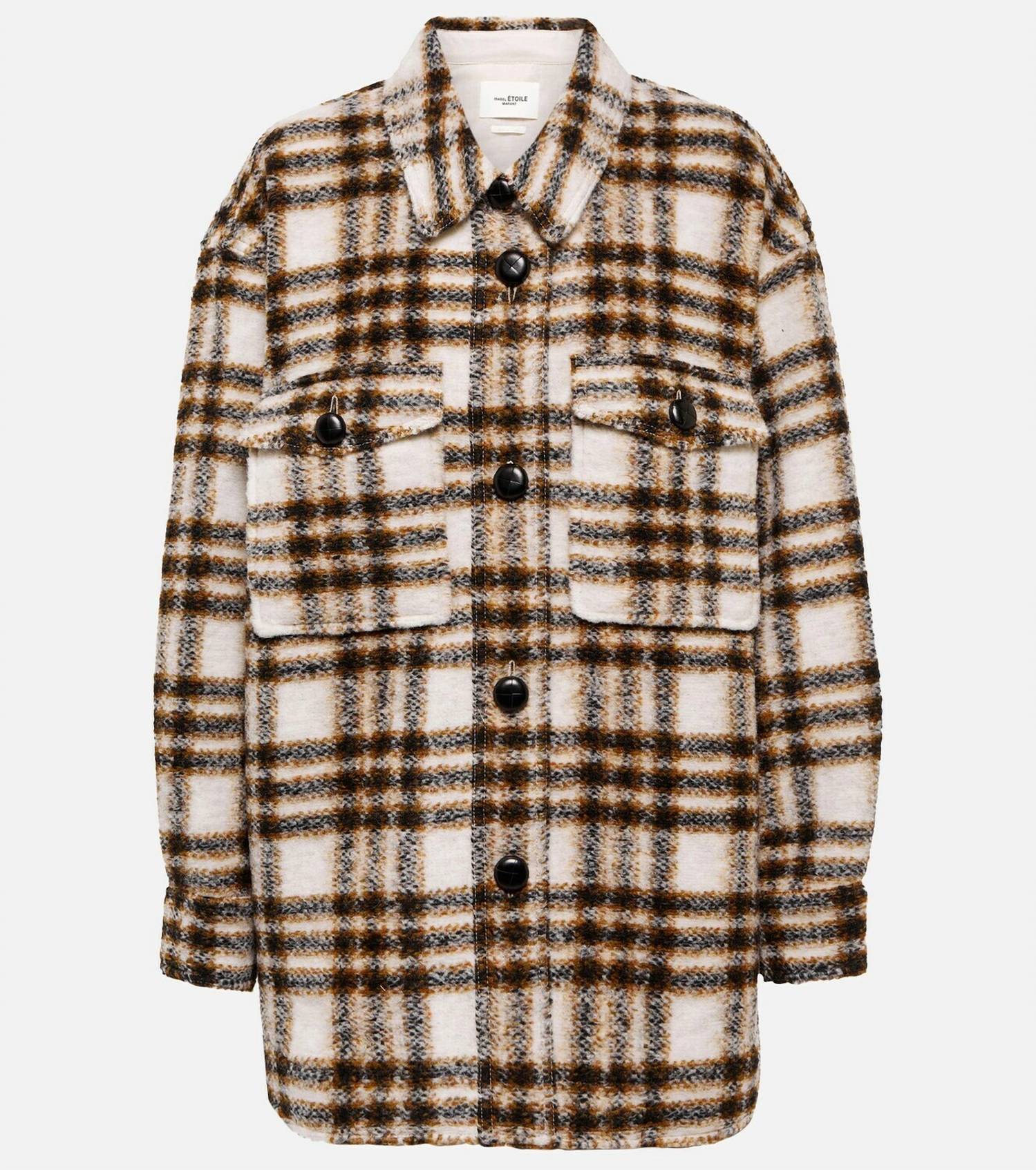 ISABEL MARANT Pre-loved Harveli Check Shirt Jacket in beige - women's jacket - alternate view