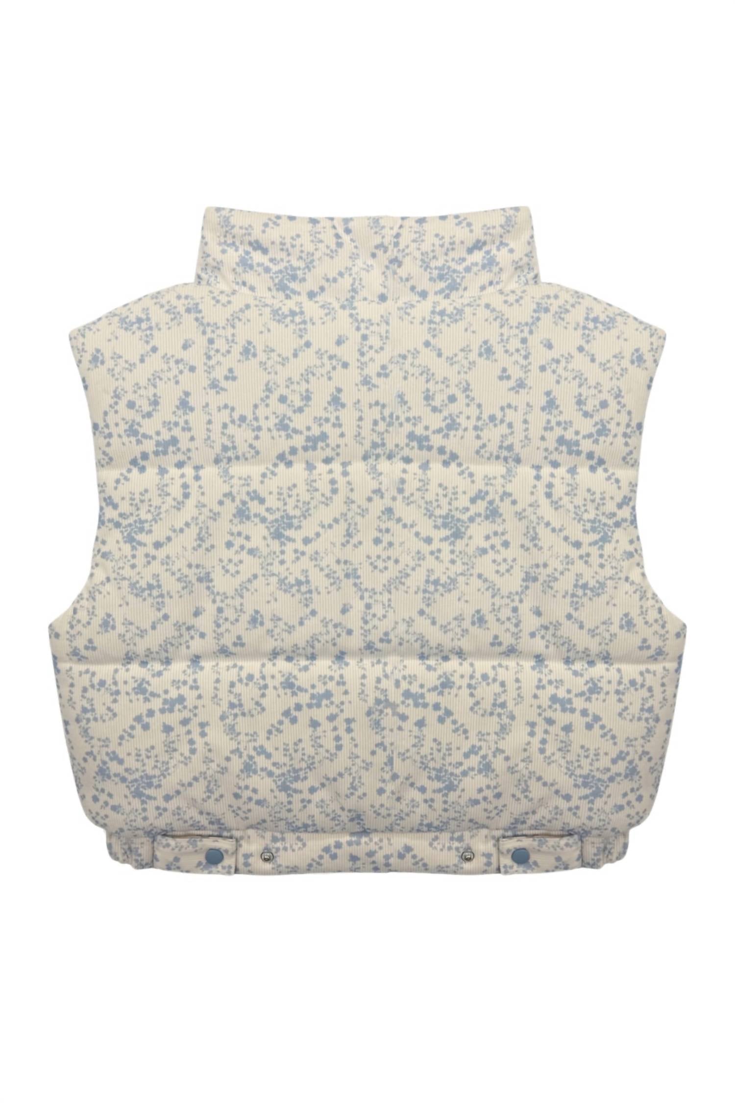 Katie J Nyc - Glacier Bloom Snowy Corduroy Puffer Vest