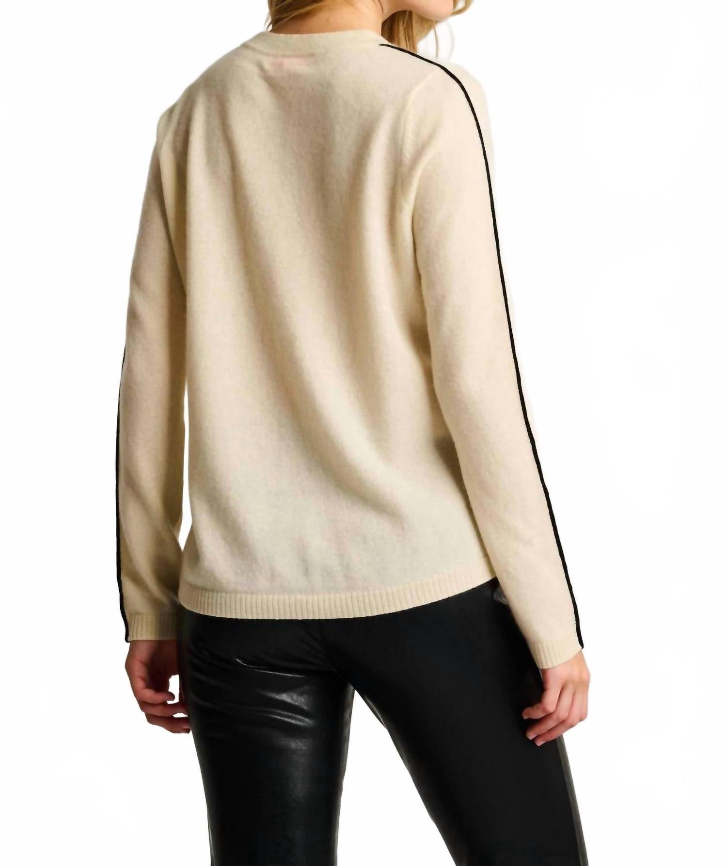 LISA TODD Apres All Day Long Sleve Sweater in winter white - women's sweater - detail view