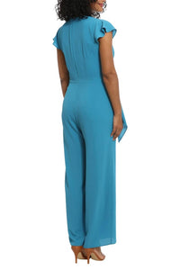 London Times - Cap Sleeve Keyhole Wide Leg Jumpsuit