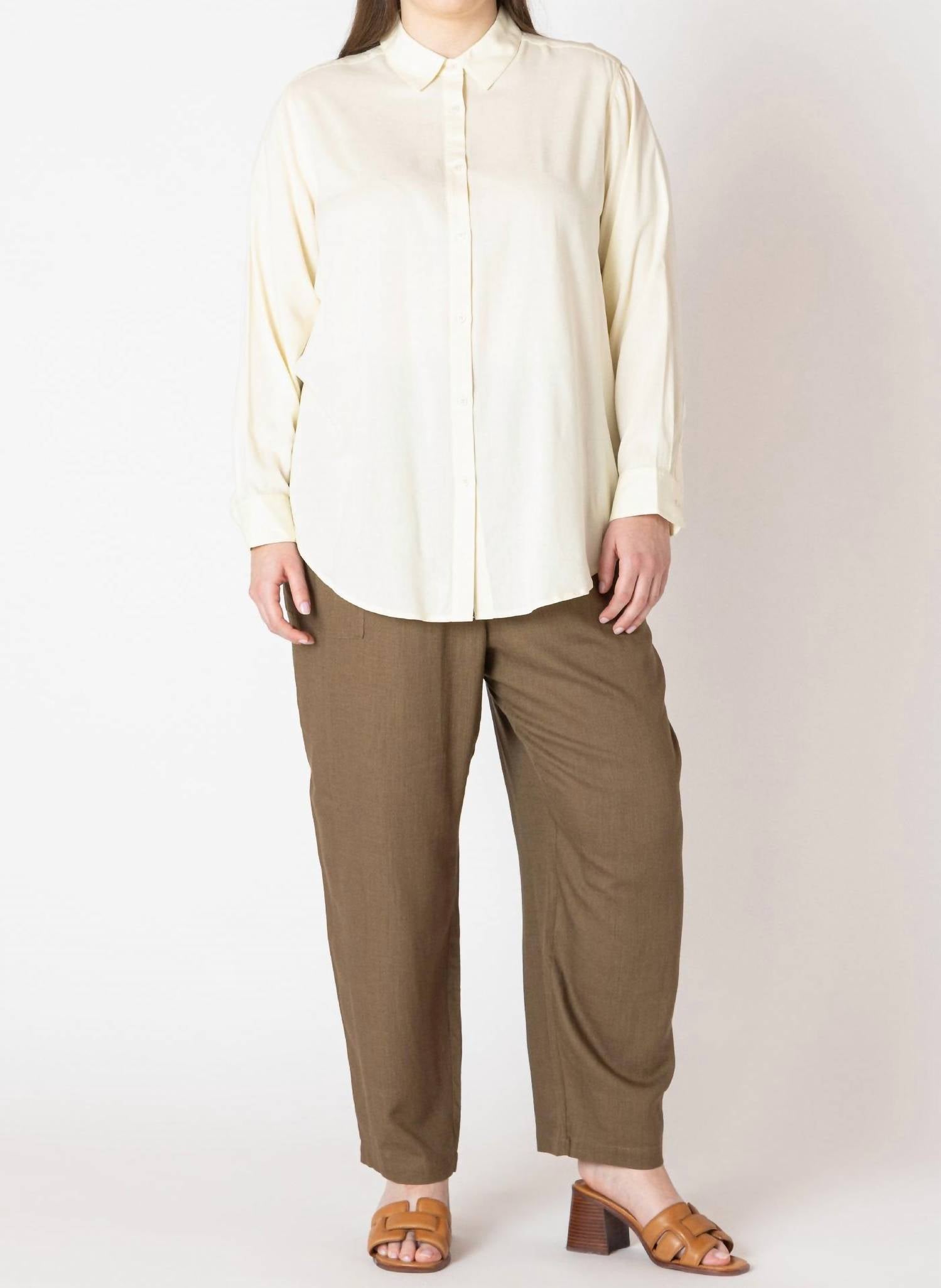 Dex - Button Front Long Sleeve Blouse