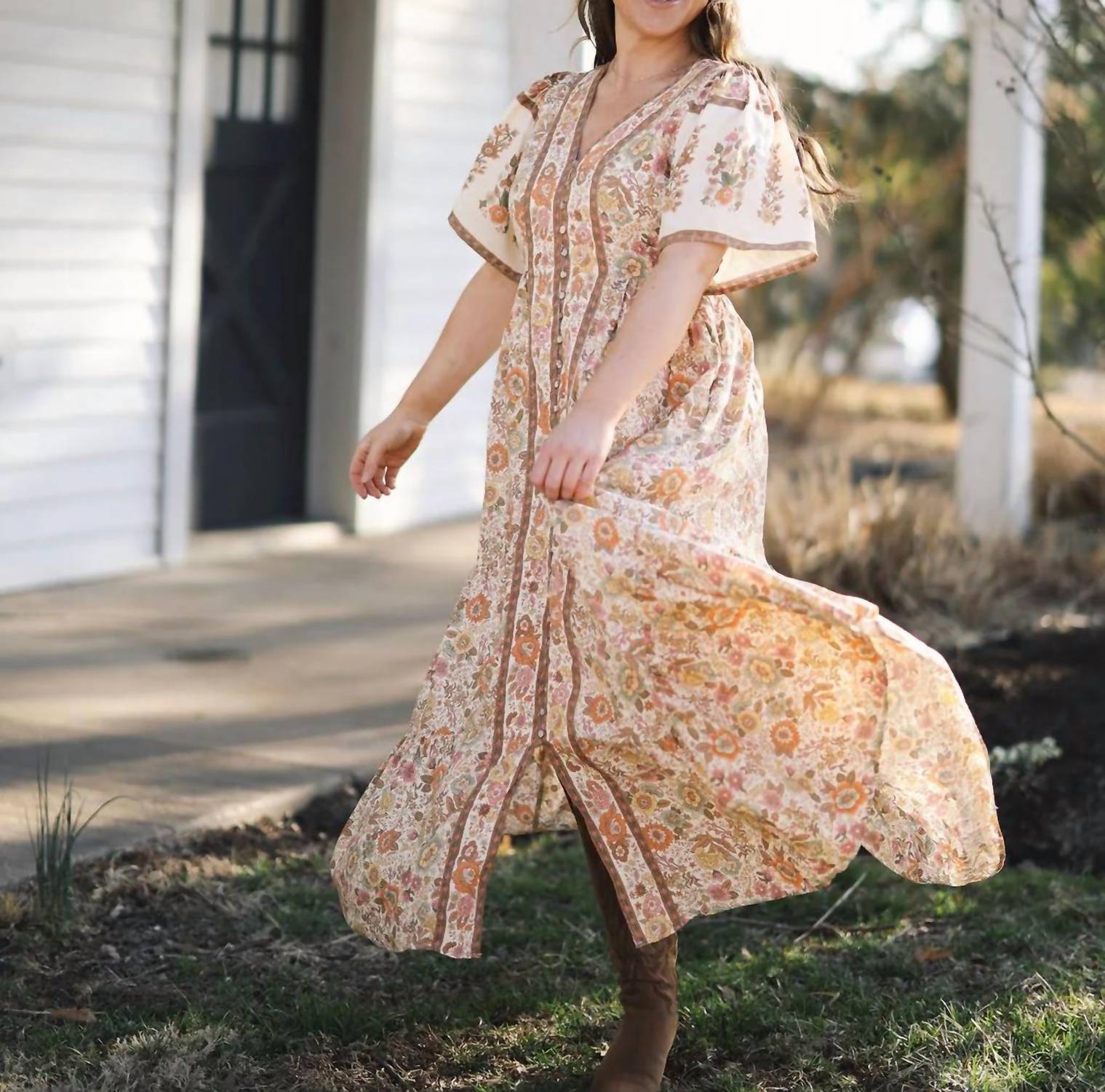 In-Loom - Savannah Button Front Midi Dress