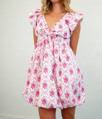 Peach Love - Flowers & Bows Babydoll Dress