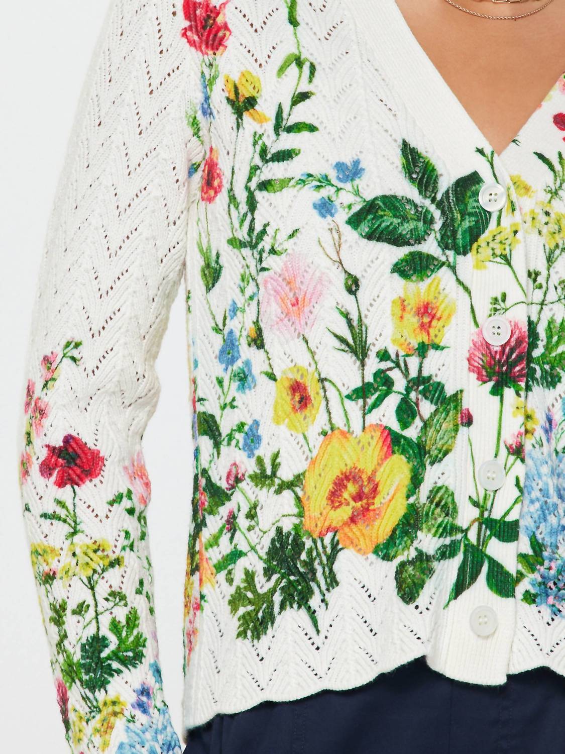 current air Floral Print Scalloped Cardigan in multi - women's cardigan - view 5