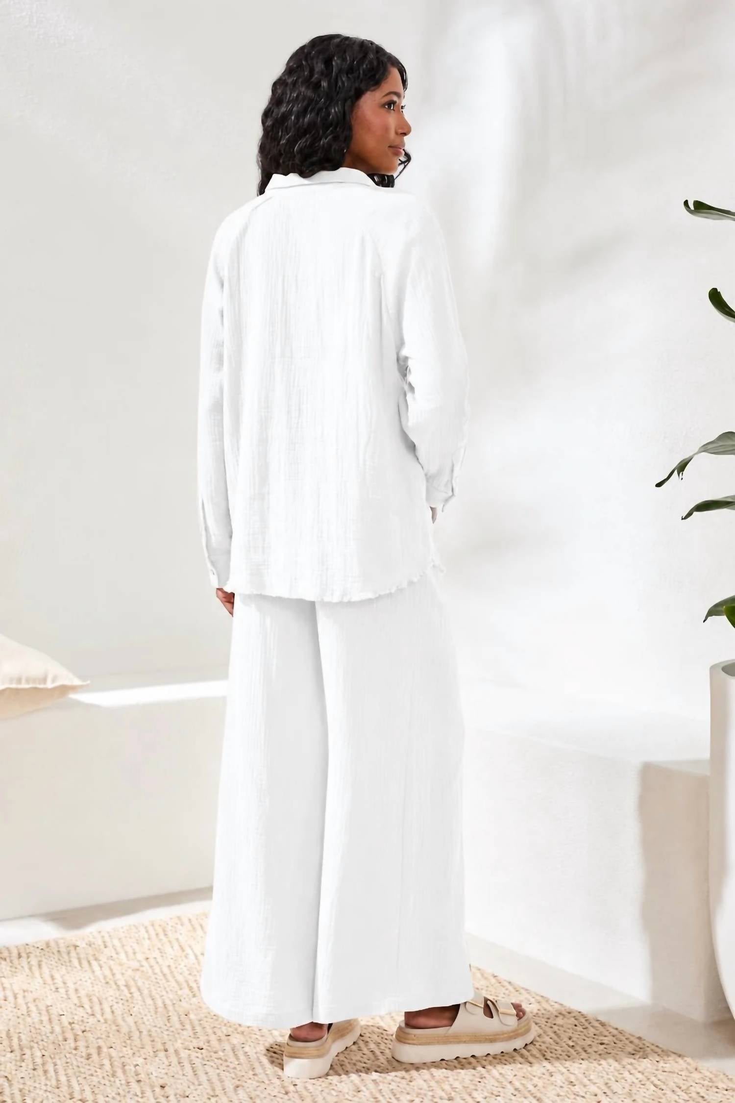 Tribal - Crinkle Gauze Button-front Collared Shirt