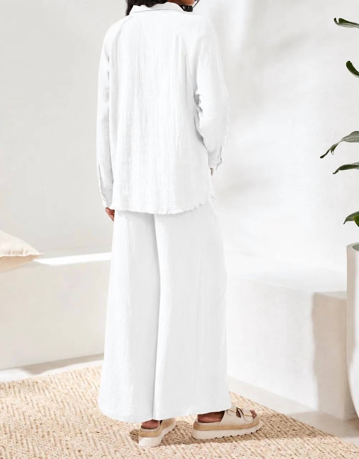 Tribal - Crinkle Gauze Button-front Collared Shirt