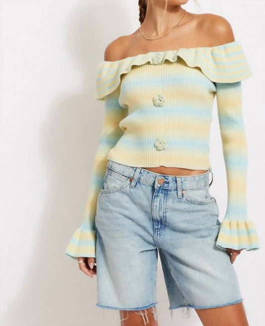 Illa Illa - Blue Mojito Off The Shoulder Sweater
