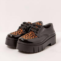 The ART Company Women's 1765 Leeds Platform Loafers in black shiny with leopard - women's flats - detail view