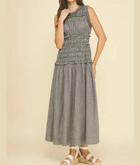 Pinch - Gingham Shirring Detailed Maxi Dress