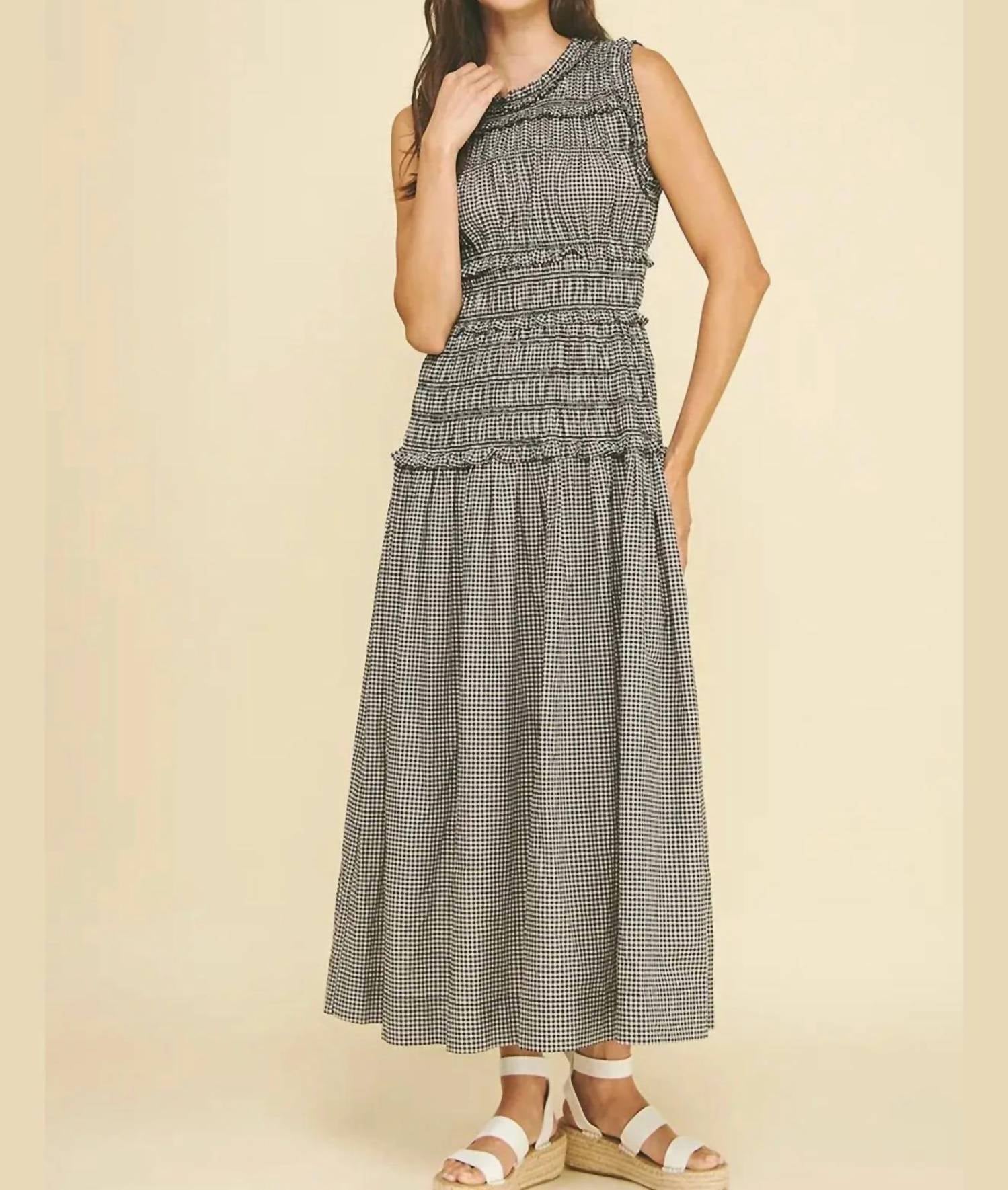 Pinch - Gingham Shirring Detailed Maxi Dress