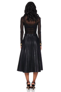 PINCH Pleated Pu Leather Skirt in black - women's skirt - view 4