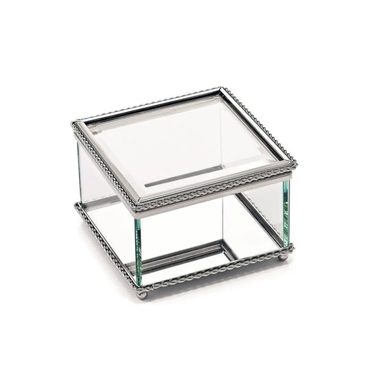 Creative Gifts International - Square Glass Box with Hinged Cover - 3.75"