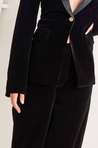 Flying Tomato - Velvet Blazer With Satin Collar