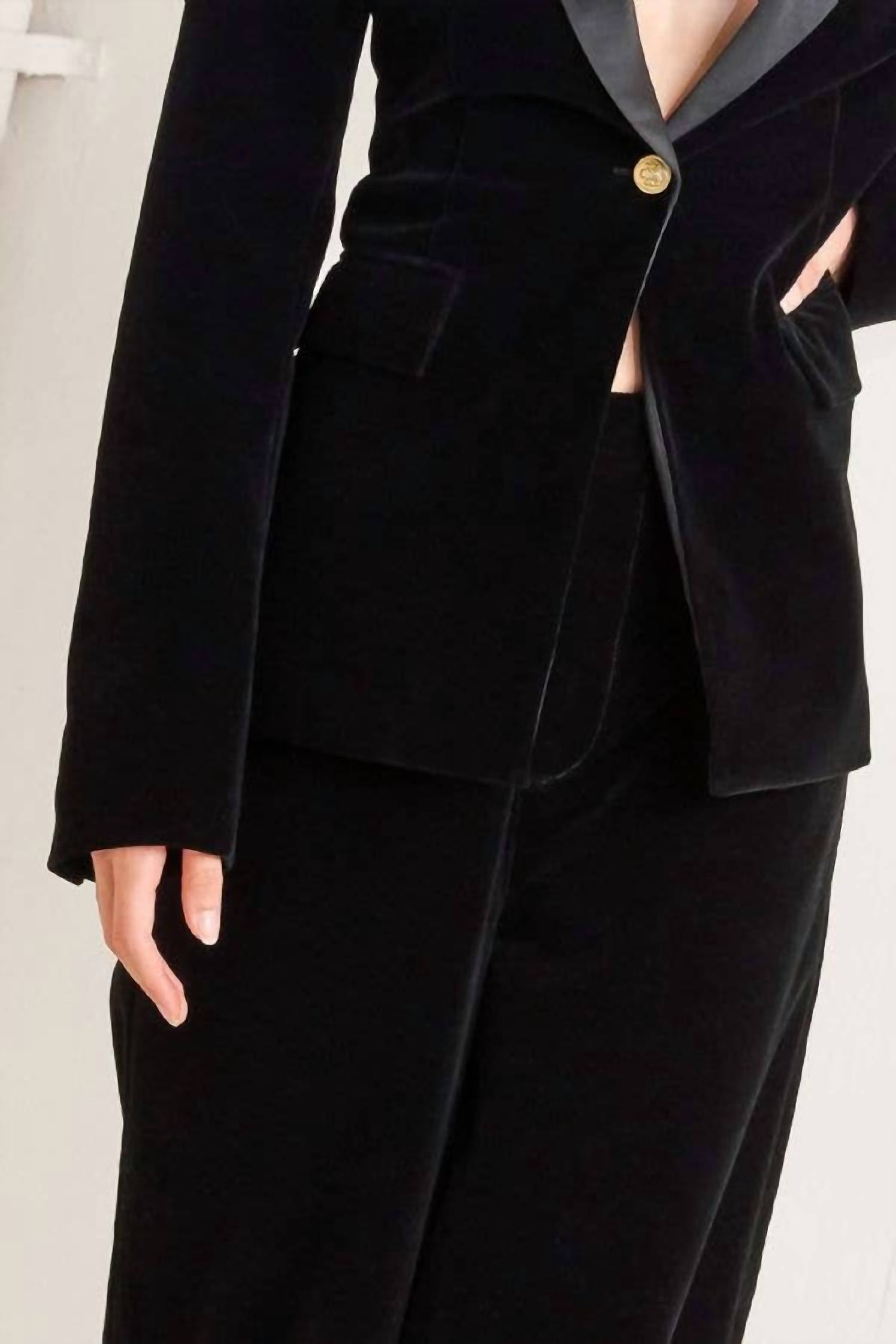 Flying Tomato - Velvet Blazer With Satin Collar