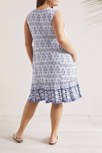 TRIBAL Printed Sleeveless V-neck Dress - Plus in blue star - women's dress - detail view