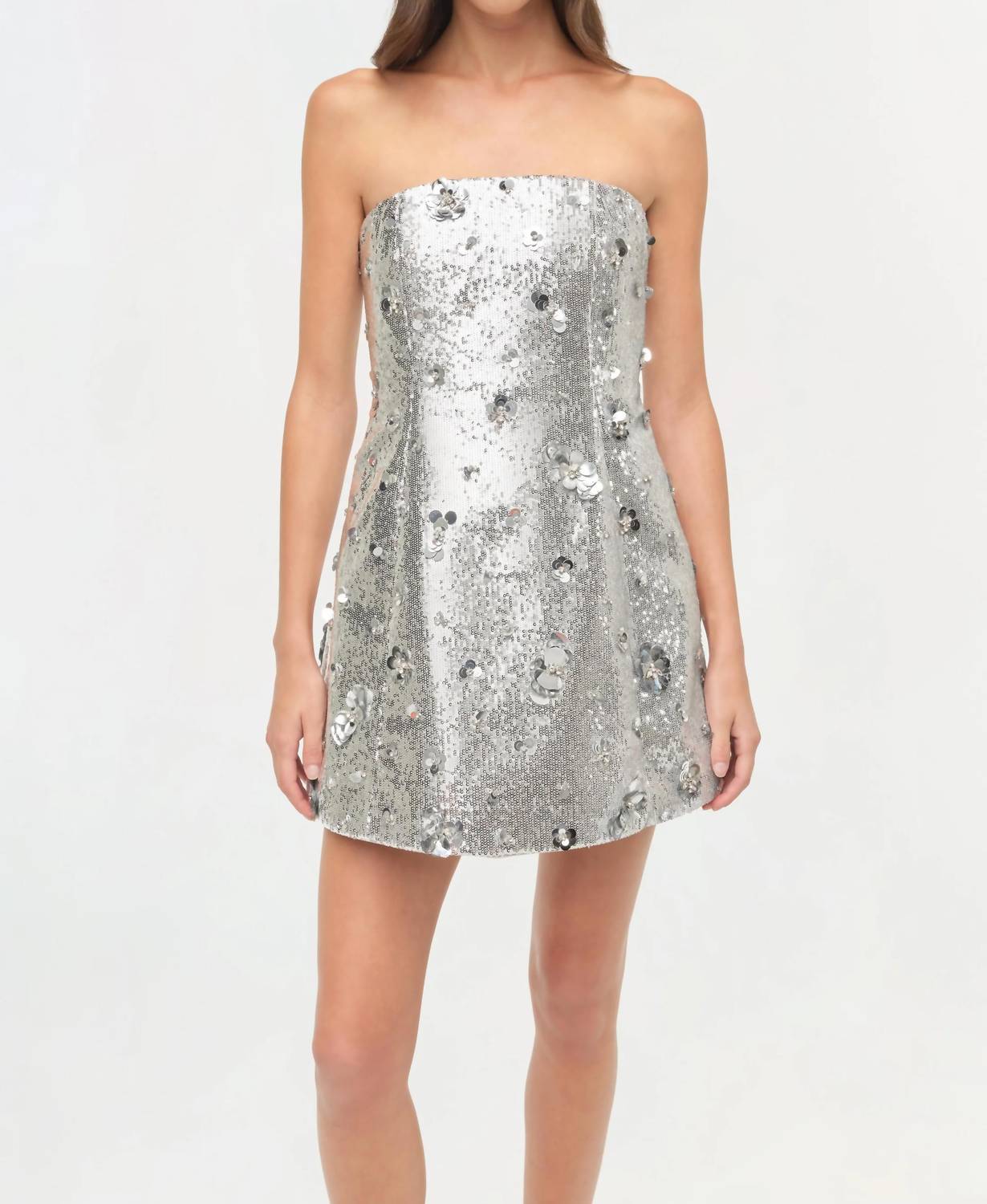SIMKHAI Arta Sequin Dress in silver - women's dress - alternate view