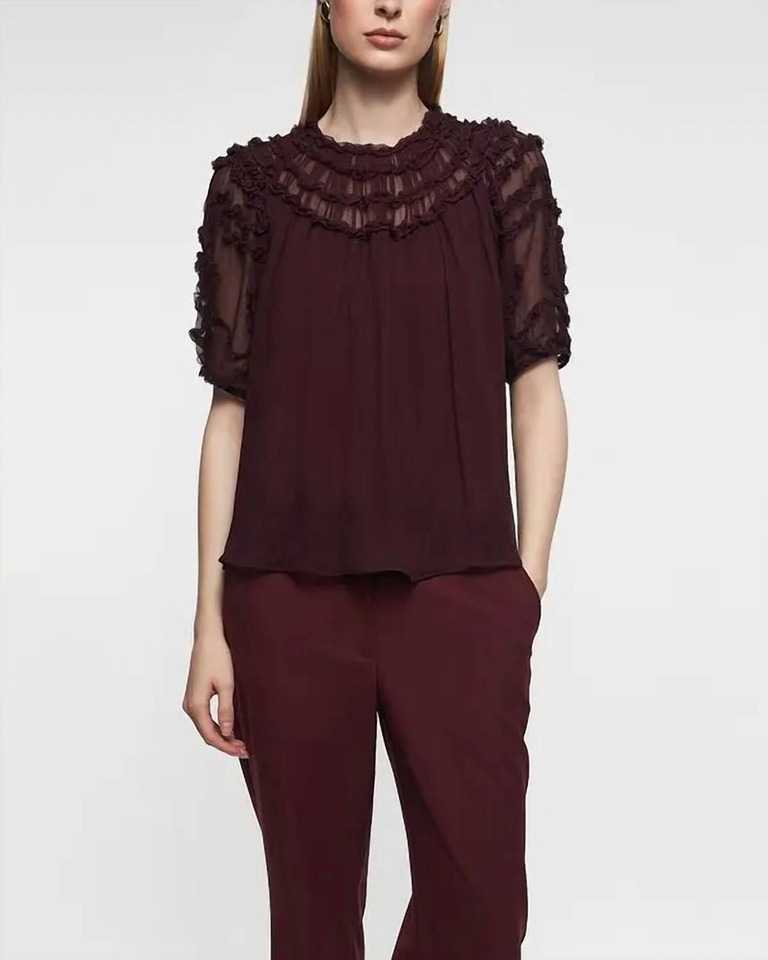 Ulla Johnson - Isolda Silk Smocked Short Sleeve Blouse