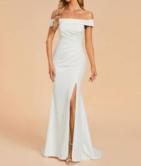 Ever-Pretty - Maxi Long Side Split Off Shoulder Wedding Dress