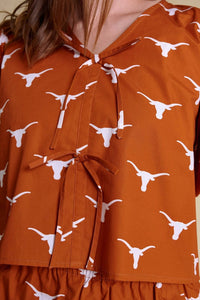 Stewart Simmons - Texas Poplin Puff Sleeve Tie Top