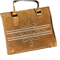 Mint Exclusives - Women's Western Boot Stitch Suede Leather Handbag