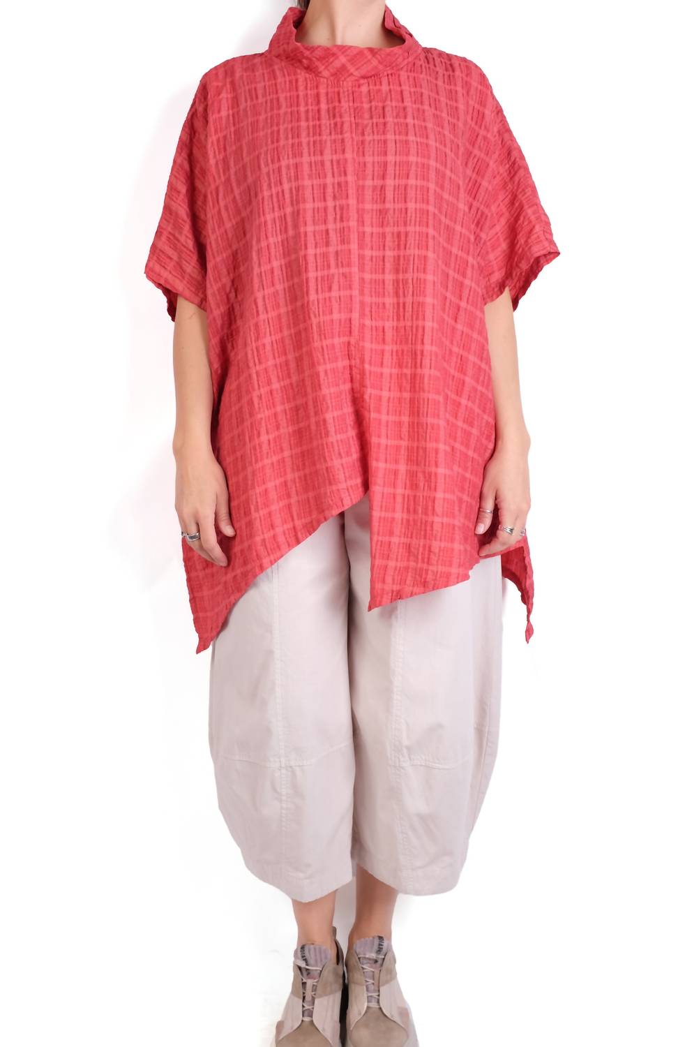 Gerties - Asymmetrical Crinkle Check Top