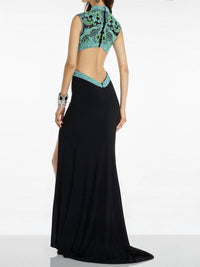 ALYCE PARIS Women's Side Mesh Dress in black multi - women's dress - detail view