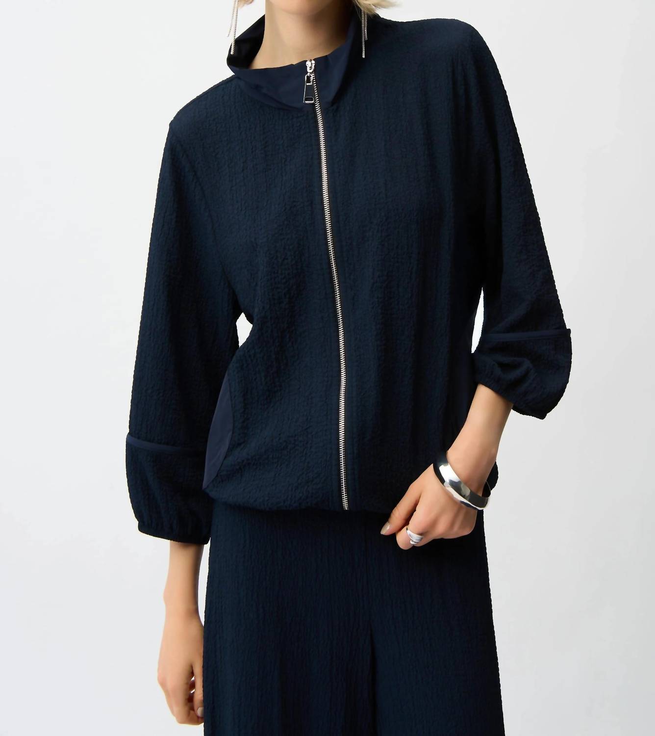 Joseph Ribkoff - Textured Zip-up Bomber Jacket