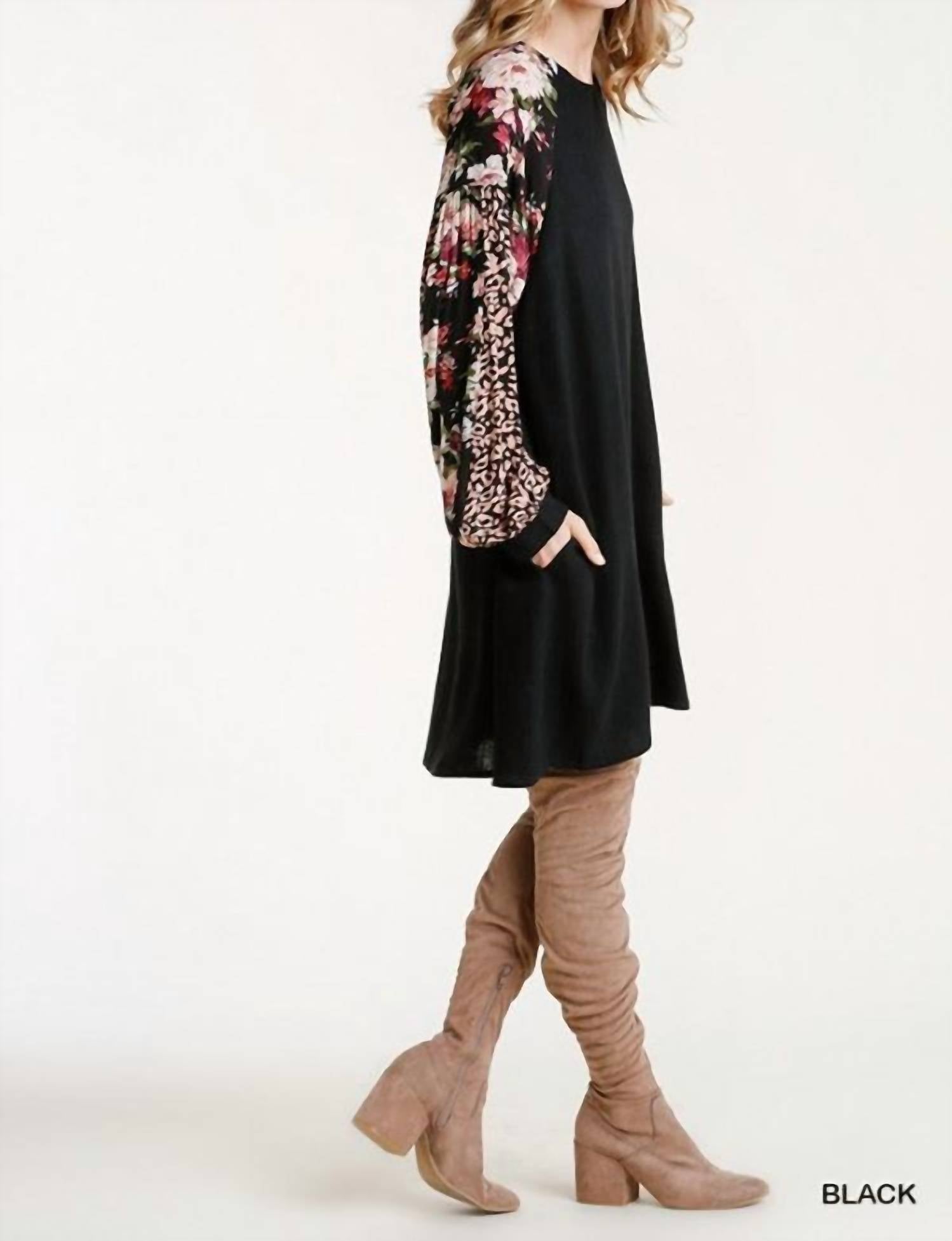 Umgee - Floral & Animal Pocket Dress