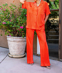 Surelymine - Vava Voom Pleated Plisse Pant Set