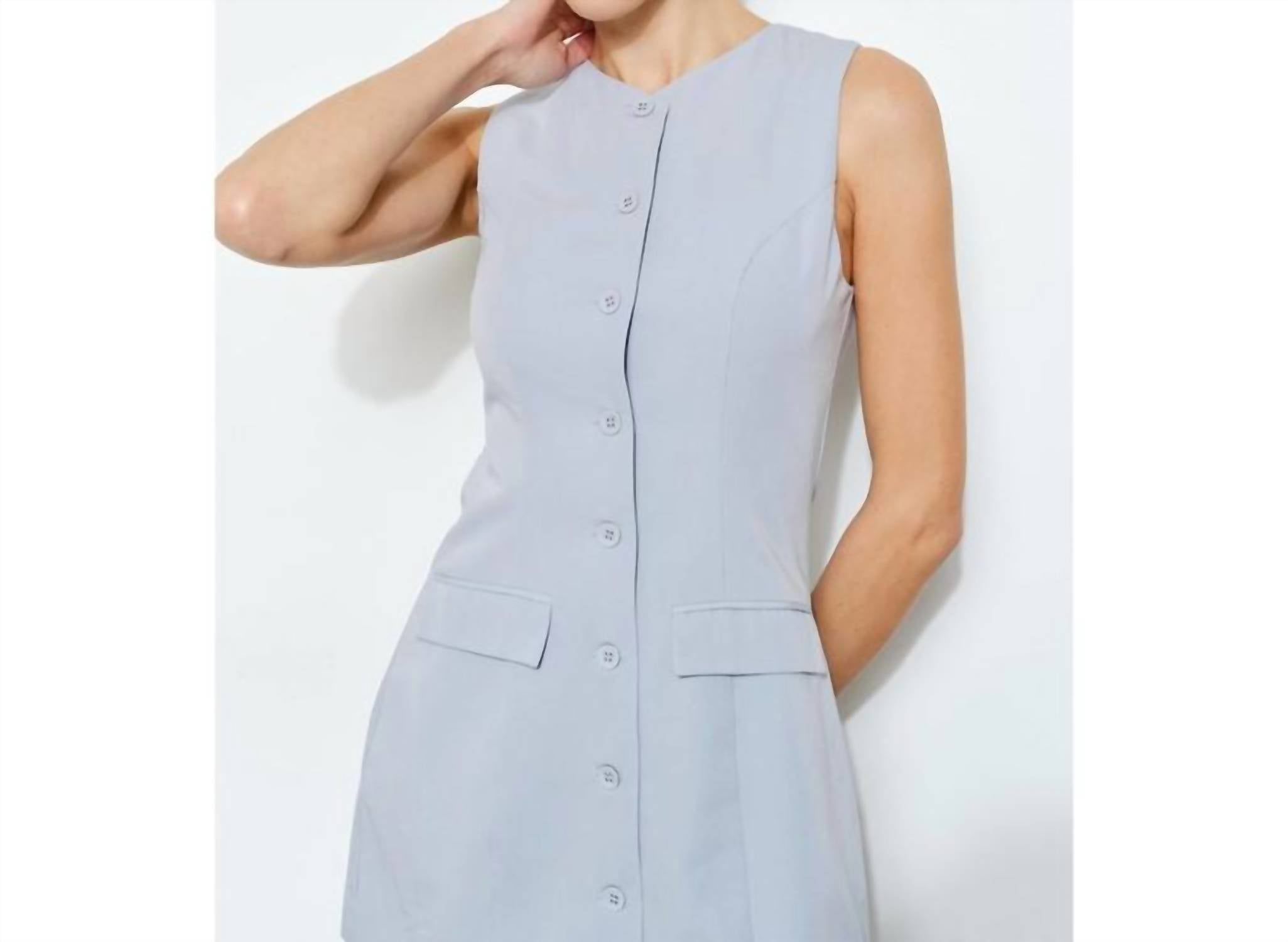 Loucia - Lenore Button Front Sleeveless Mini Dress