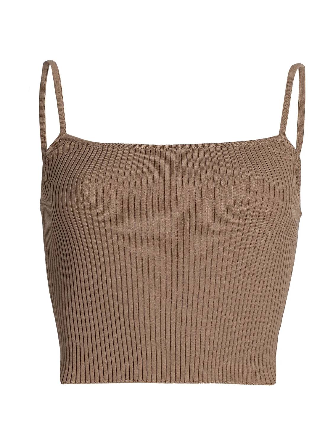 STAUD Soleil Soft Ribbed Cropped Tank Top in taupe - women's tank top - view 6