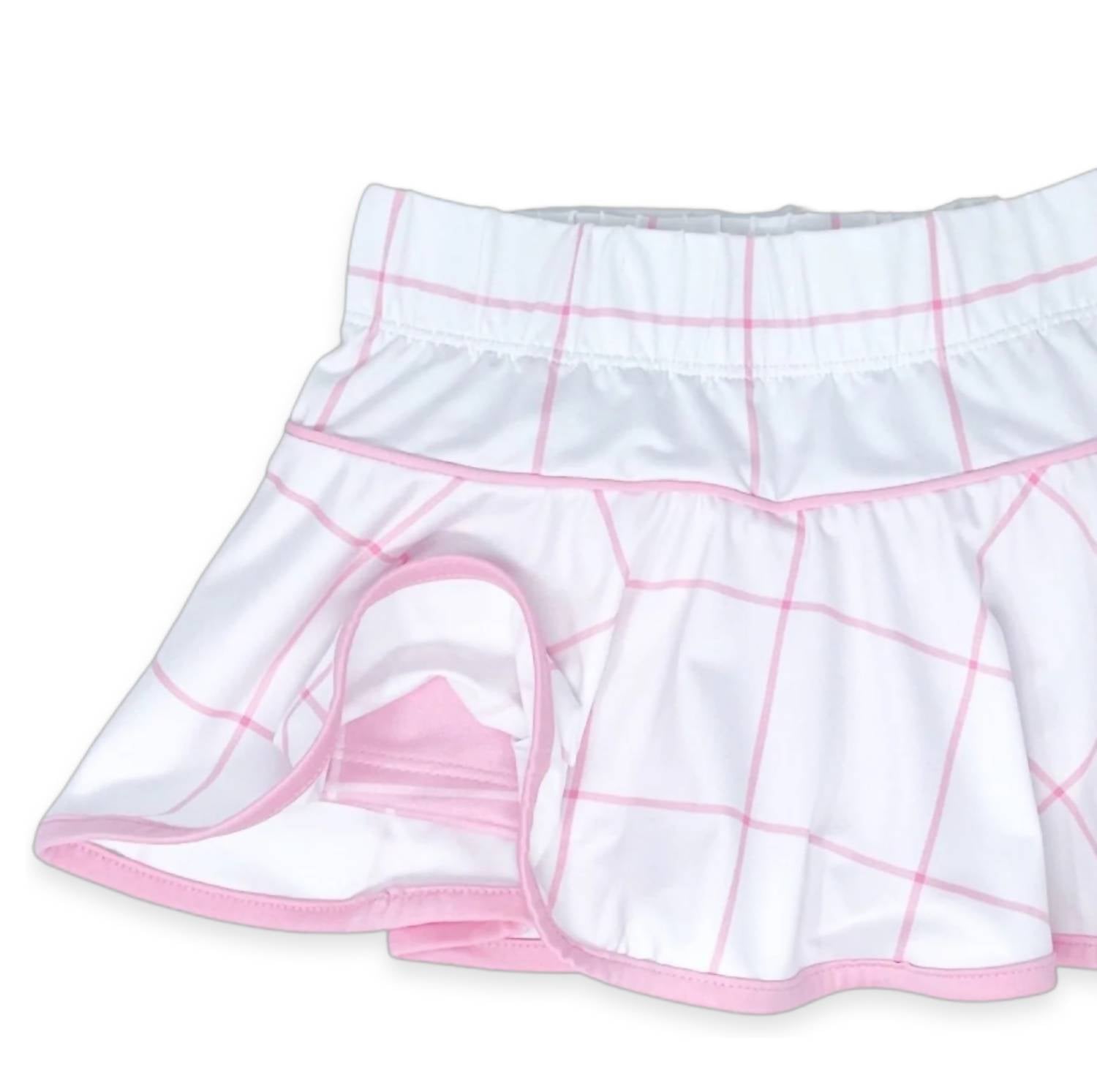 Set Fashions Girls Quinn Skort in pink windowpane - kids' item - detail view