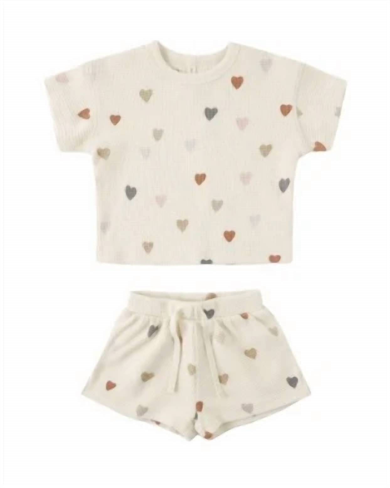 Quincy Mae - Baby Girls Waffle Tee + Short Tee