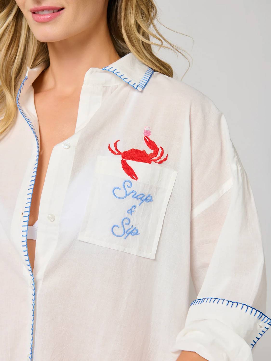 Shiraleah - Snap & Sip Catch Of The Day Cover-Up Shirt