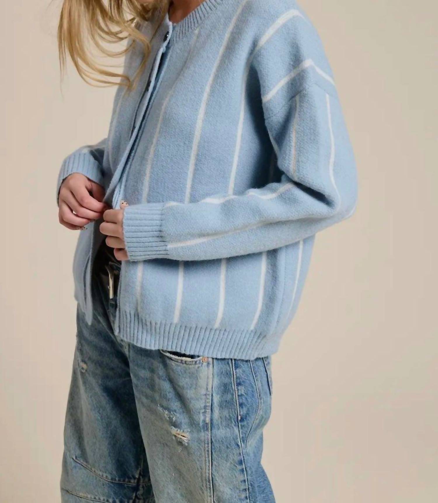 Mimosa - Striped Button Down Knit Cardigan