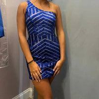 Jovani - One Shoulder Chevron Sequin After Prom Dress