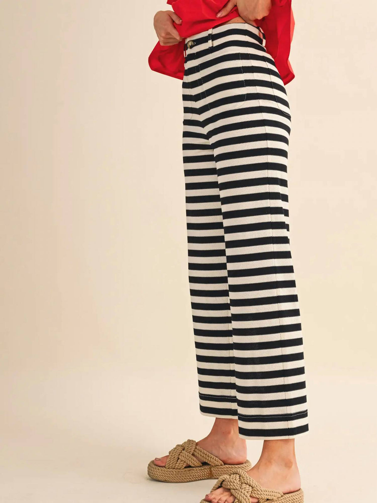 &Merci - Stretchy Striped High Waist Pants
