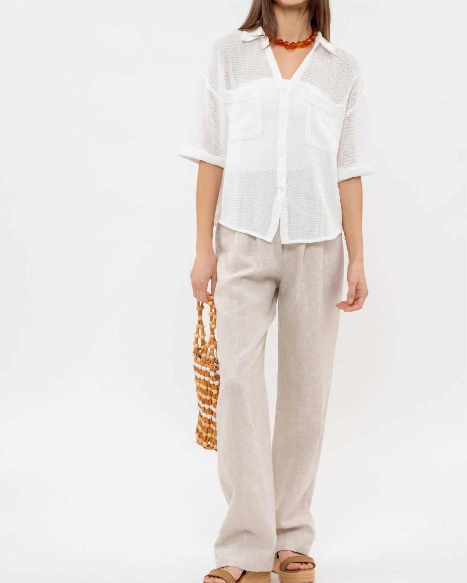 Blu Pepper - Jane Short Sleeve Mesh Camp Shirt