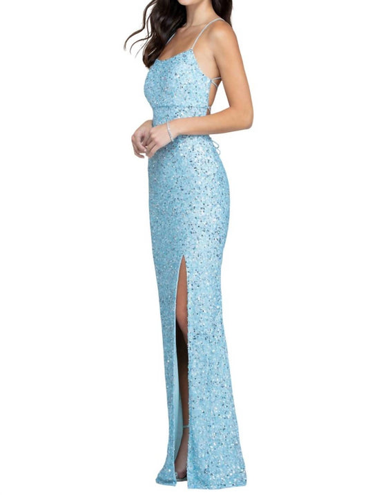 Scala - Open Back Sequin Evening Gown