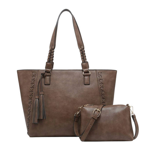 Jen & Co. - Women's Lisa Structured Tote w/ Braided Accents